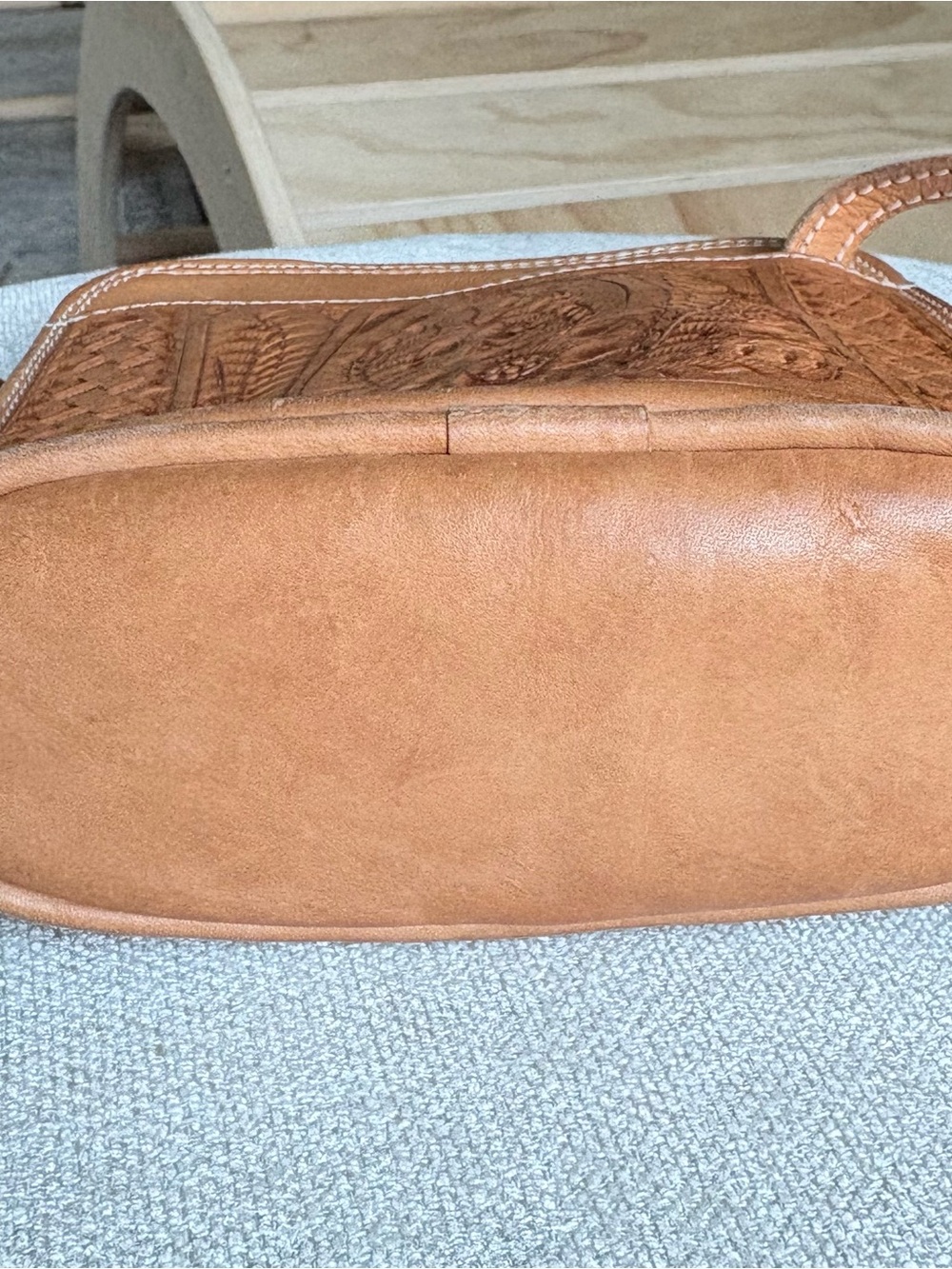 Hand-Tooled Leather Crossbody Bag - Picture 3 of 9
